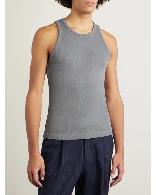 Agolde Gray Viggo Ribbed Stretch Organic Cotton And Tencel Lyocell-Blend Tank Top for men