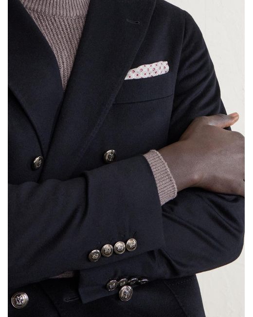 Brunello Cucinelli Pink Printed Silk Pocket Square for men