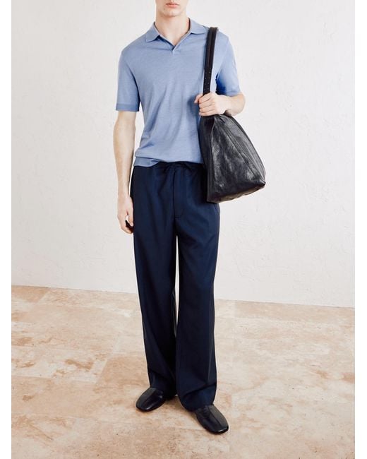 Altea Blue Pierre Lyocell And Cotton-blend Polo Shirt for men