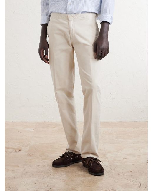 Orlebar Brown Natural Fallon Slim-fit Straight-leg Organic Cotton-blend Twill Trousers for men