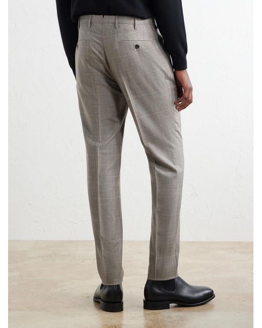 Slowear Gray Tapered Prince Of Wales Checked Wool And Cashmere-Blend Trousers for men