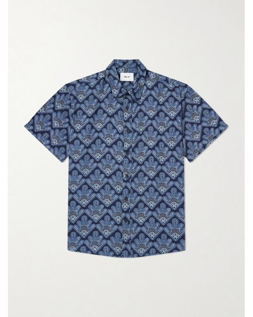 NN07 Blue Deon Printed Woven Shirt for men