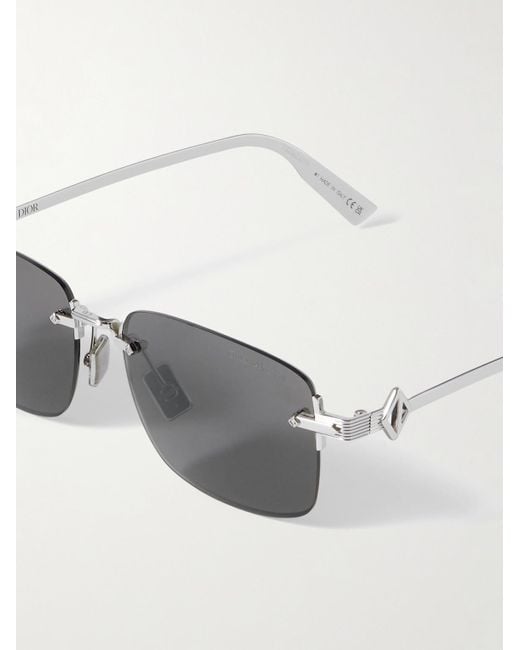 Dior Gray Cd Diamond S11U Rectangular-Frame Rimless-Tone Sunglasses for men