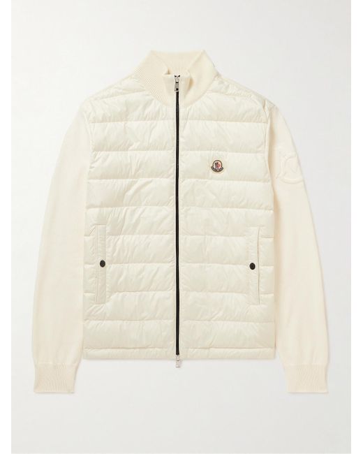 Moncler Natural Panelled Cotton And Quilted Shell Down Zip-up Cardigan for men