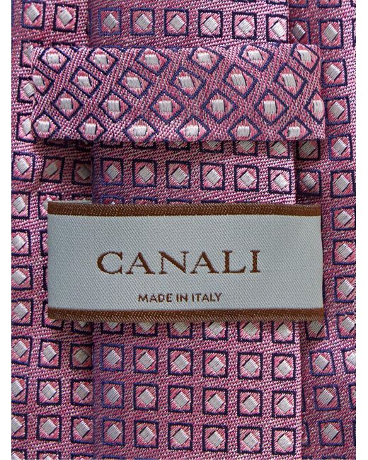 Cravatta in seta jacquard di Canali in Purple da Uomo