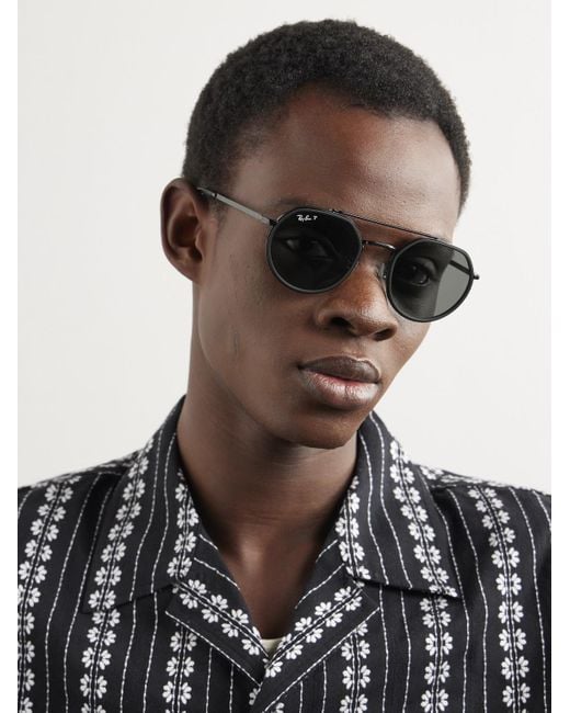 Ray-Ban Black Round-frame Metal Sunglasses for men