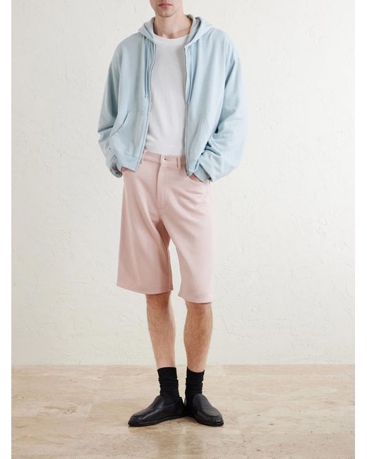 Auralee Pink Wide-Leg Silk Shorts for men