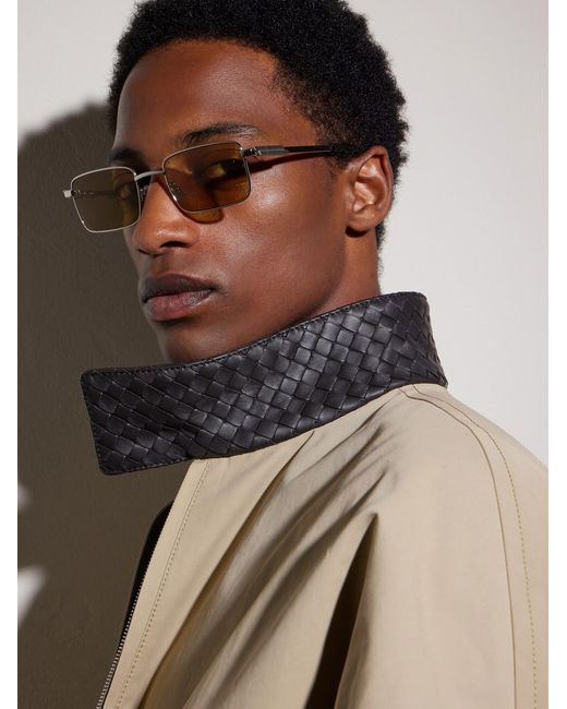 Bottega Veneta Natural Square-frame Silver-tone Metal Sunglasses for men
