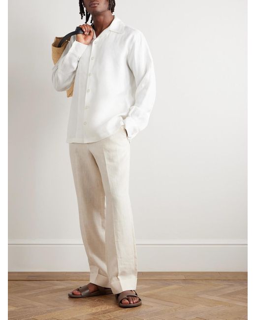 Dolce & Gabbana Hemd aus Leinen-Canvas mit Reverskragen in White für Herren