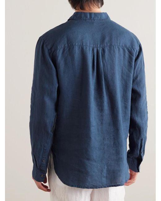 Camicia in lino tinta in capo di James Perse in Blue da Uomo