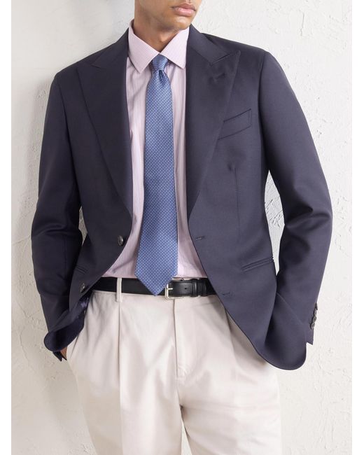 Zegna Blue 8Cm Silk-Jacquard Tie for men