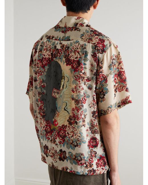 Kapital Natural Camp-Collar Printed Woven Shirt for men