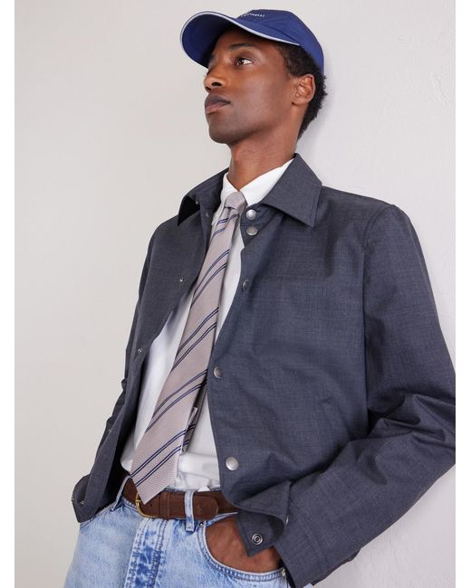 Brunello Cucinelli Blue Logo-embroidered Shell Cap for men
