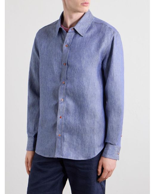 God's True Cashmere Blue Linen Shirt for men
