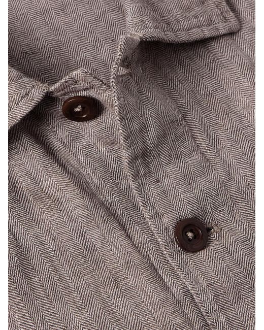 Sid Mashburn Gray Herringbone Linen Chore Jacket for men