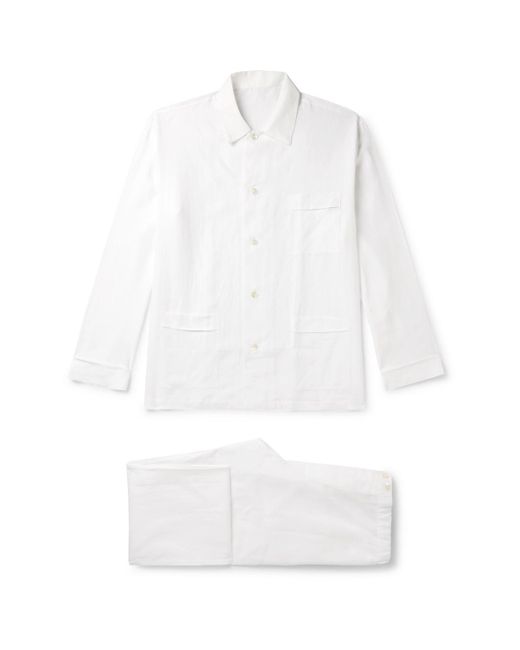 Anderson & Sheppard White Linen Pyjama Set for men