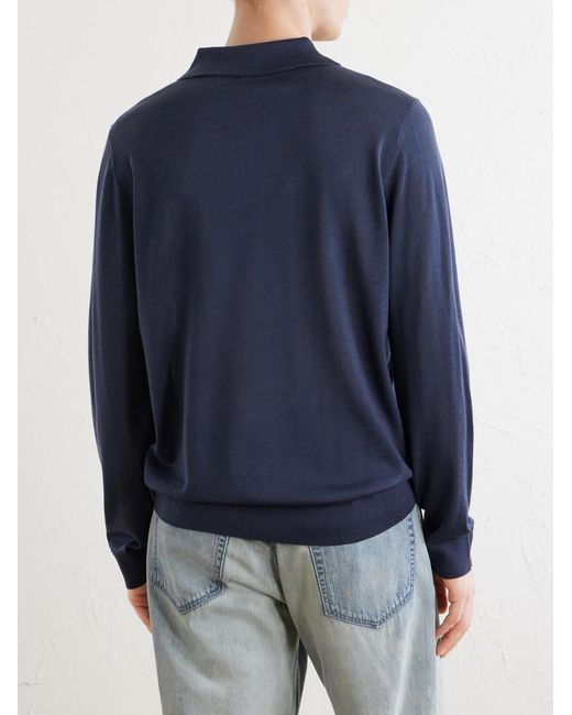Paul Smith Blue Merino Wool Polo Shirt for men