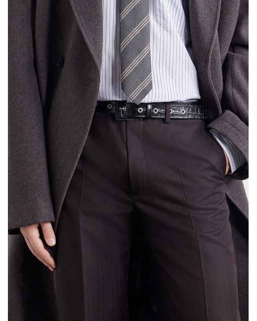mfpen Black Drivers 3Cm Croc-Effect Leather Belt for men