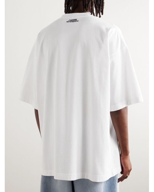 T-shirt in jersey di cotone con stampa di Vetements in White da Uomo
