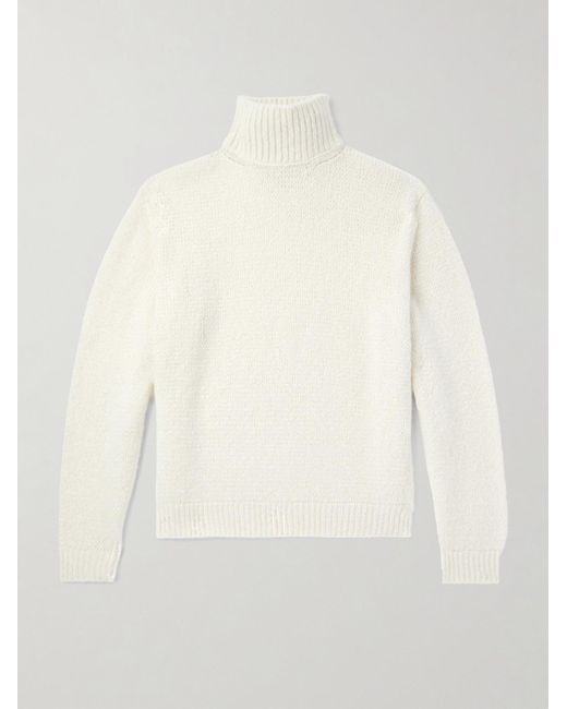 Loro Piana Natural Corno Bianco Cashmere Rollneck Sweater for men