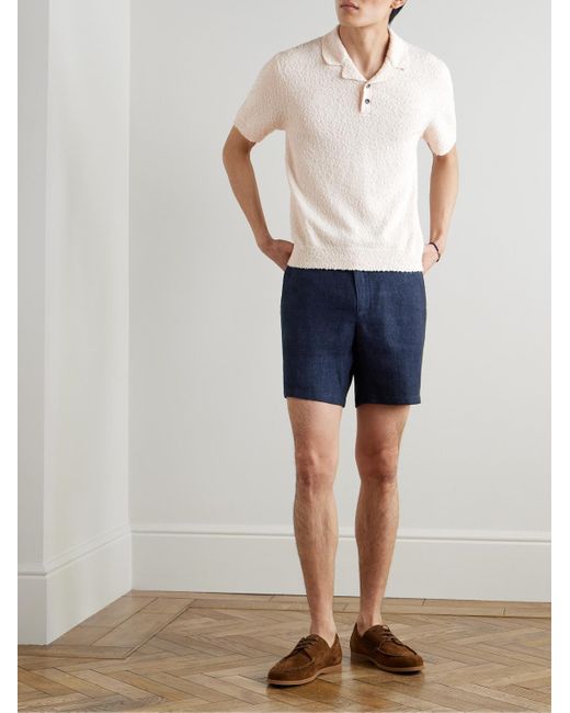 Mr P. Blue Straight-Leg Linen-Chambray Bermuda Shorts for men