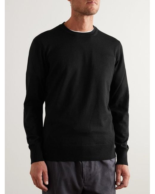 Mr P. Black Merino Wool Sweater for men