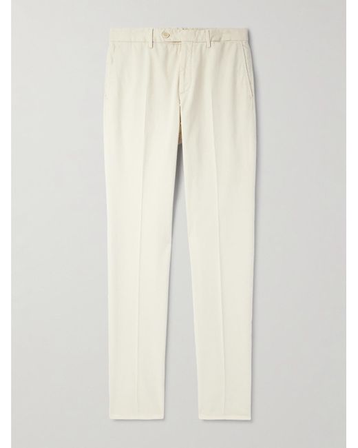 Incotex Venezia 1951 schmal geschnittene und schmaler zulaufende Hose aus Baumwoll-Twill in Stückfärbung in Natural für Herren