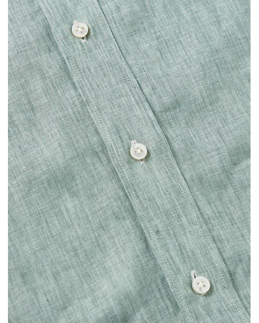 Rubinacci Blue Linen Shirt for men