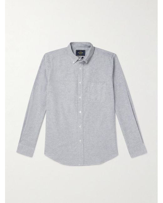 Portuguese Flannel Gray Button-Down Collar Brushed-Cotton Oxford Shirt for men