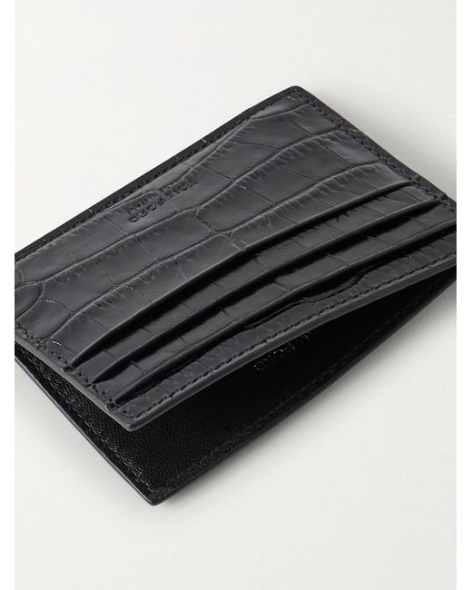 Tom Ford Black Croc-Effect Leather Cardholder for men