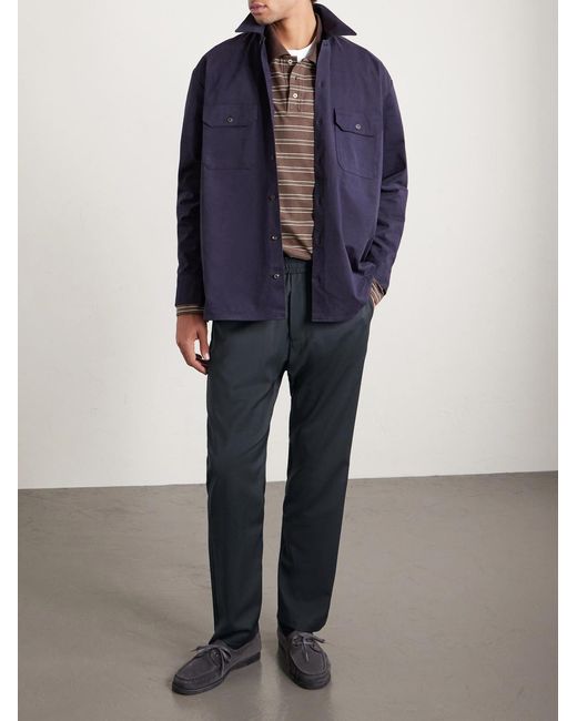 Barena Blue Straight-Leg Virgin Wool Trousers for men