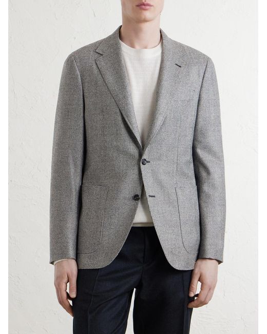 Canali Gray Prince Of Wales Wool Blazer for men