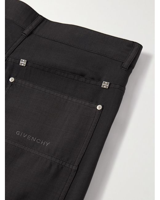 Givenchy Black Straight-leg Logo-embellished Wool-blend Twill Trousers for men