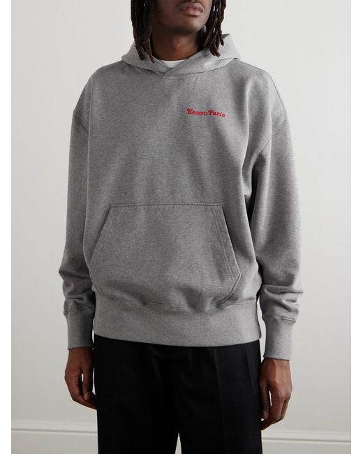 KENZO Gray Verdy Market Oversized Logo-Print Cotton-Jersey Hoodie for men