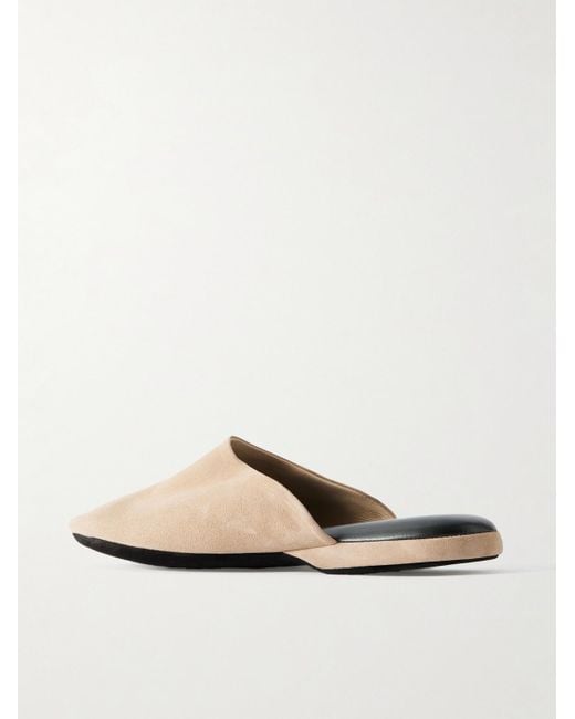 Charvet White Suede Slippers for men