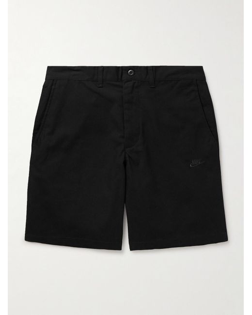 Nike Black Club Straight-leg Logo-embroidered Cotton-canvas Shorts for men