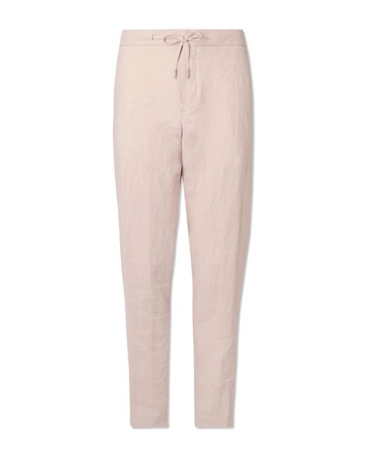 Mr P. Natural James Straight-Leg Slub Linen Drawstring Trousers for men