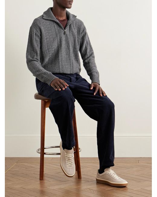 Piacenza 1733 Gray Textured Cashmere Half-zip Sweater for men