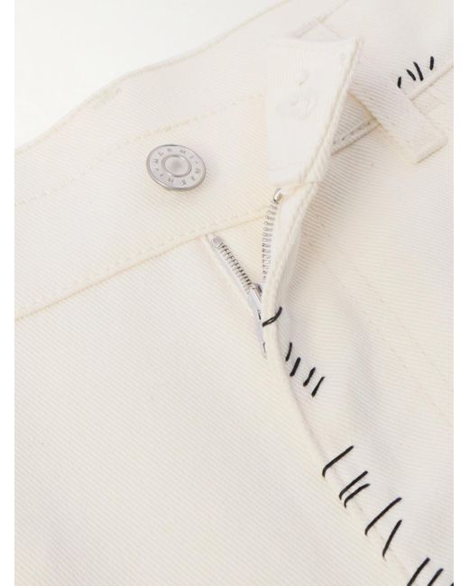 Marni White Straight-leg Logo-embroidered Cotton-drill Trousers for men