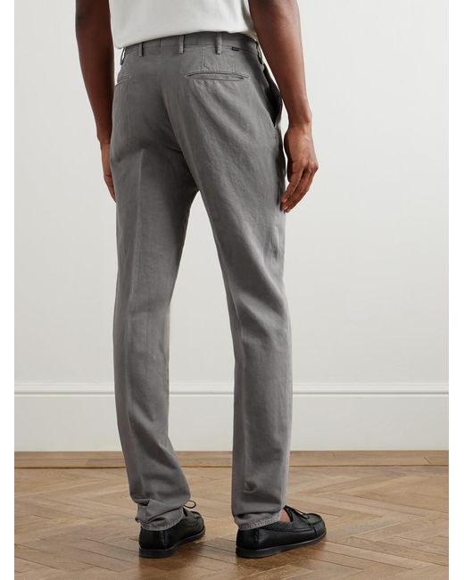 Slowear Gray Venezia 1951 Slim-fit Straight-leg Cotton And Linen-blend Trousers for men