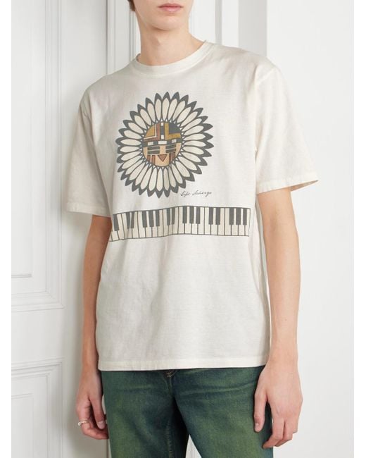 Kapital Natural Printed Cotton-jersey T-shirt for men