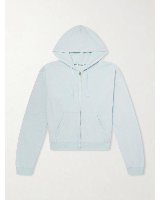 Auralee Blue Cotton, Wool And Silk-Blend Zip-Up Hoodie for men