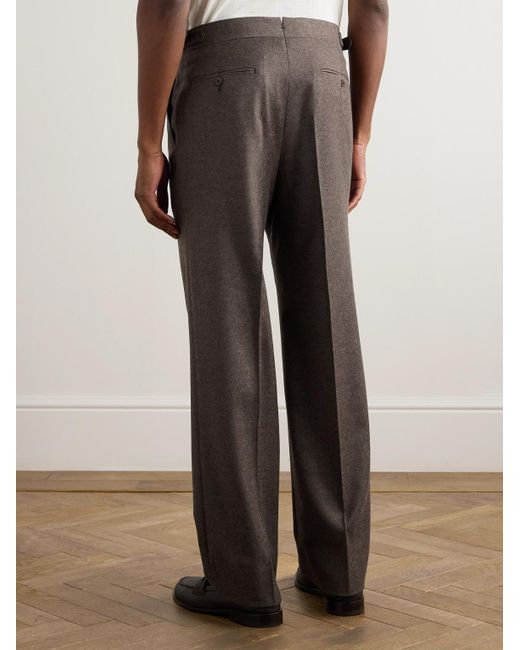 STÒFFA Gray Straight-Leg Pleated Wool And Cashmere-Blend Trousers for men