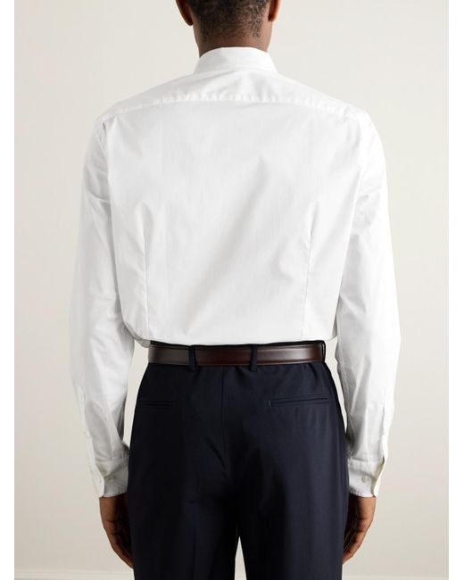 Etro White Slim-fit Cotton-poplin Shirt for men