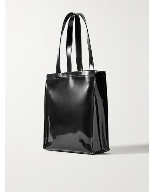 Acne Black Logo-embossed Faux Glossed-leather Tote Bag for men