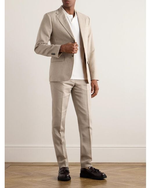 Club Monaco Natural Straight-leg Linen-blend Suit Trousers for men