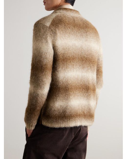 NN07 Brown Alfie 6656 Striped Alpaca-Blend Cardigan for men