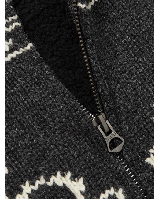 Schott Nyc Black Grateful Dead Shawl-collar Intarsia Wool-blend Cardigan for men