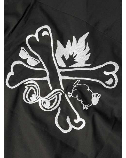 Camp-Collar Logo-Embroidered Lyocell And Cotton-Blend Twill Shirt di (w)taps in Black da Uomo