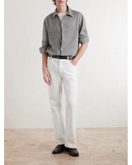 Brunello Cucinelli Gray Linen Shirt for men